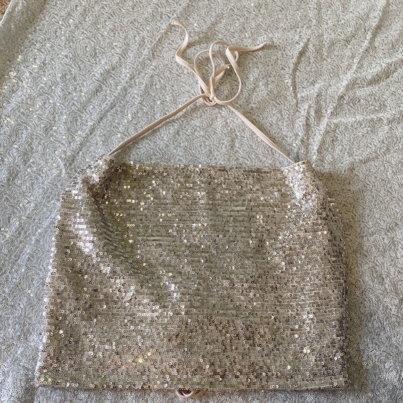 Wild Fable Women's Sequin Halter Crop Top Size XS - Picture 7 of 14